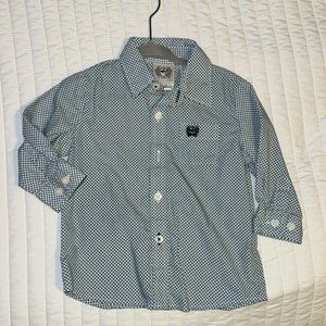 Cinch 12-18 month button down blue and white